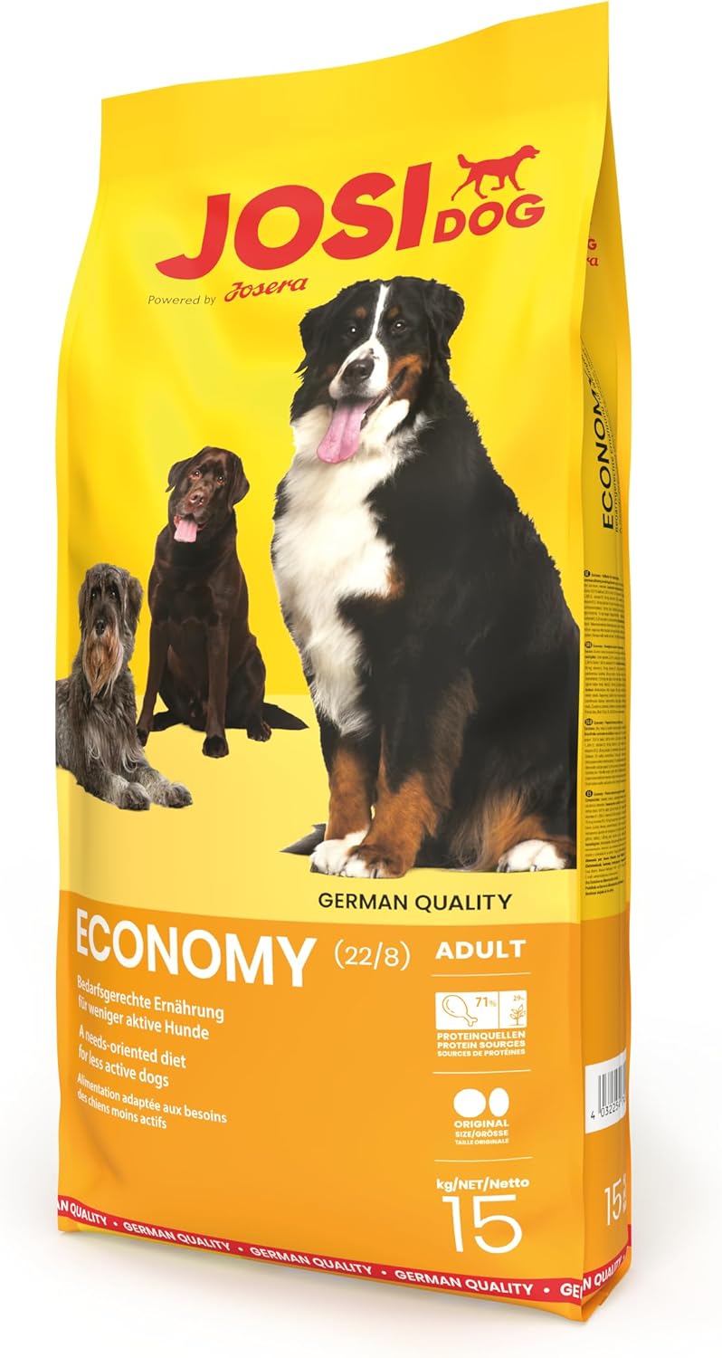 JosiDog Economy (1 x 15 kg) | Adulte | Croquettes Premium pour Chiens Adultes Moins Actifs | Riche en protéines animales | Powered by JOSERA | Nourriture pour Chiens | 1 pièce