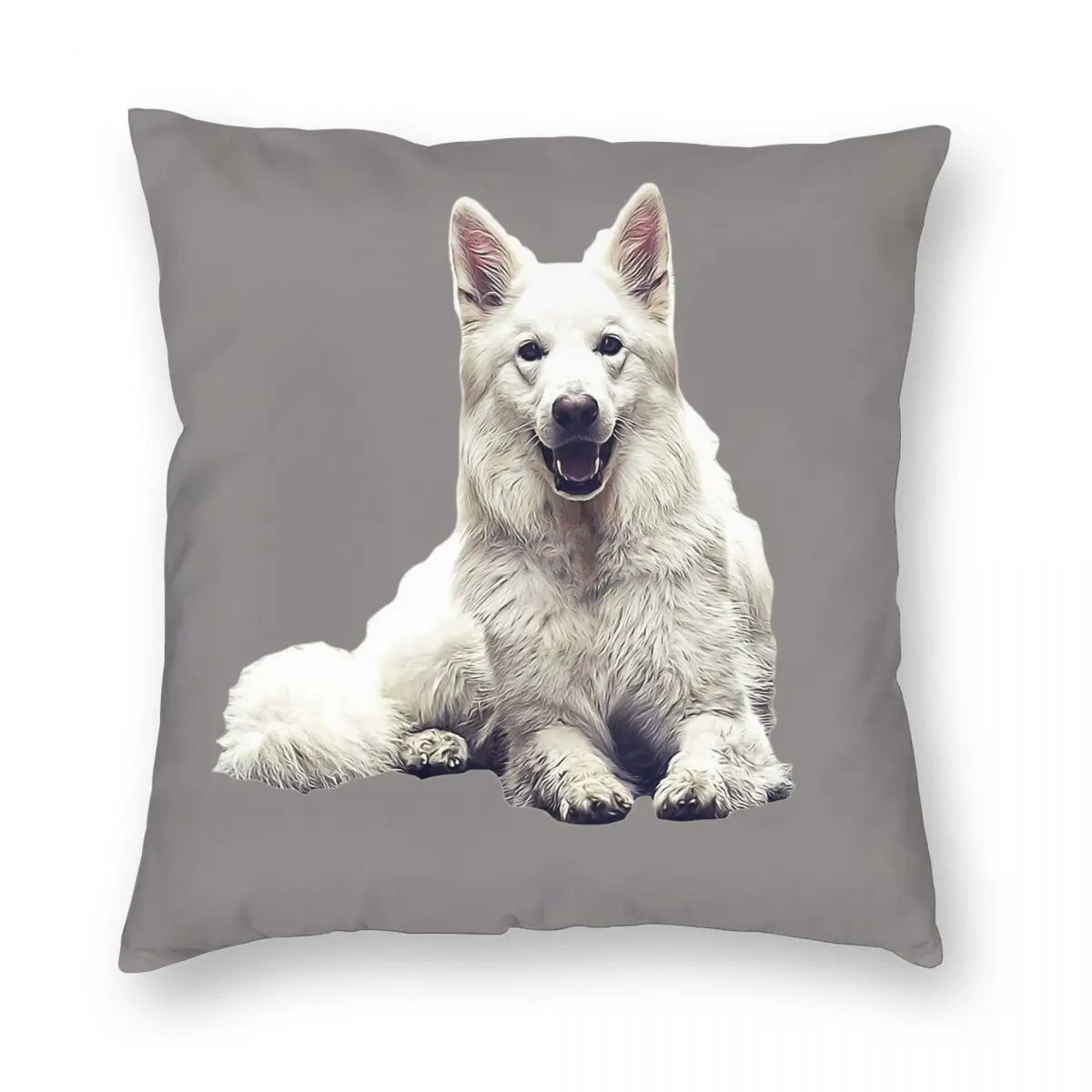 Housse de Coussin Berger Blanc Suisse Décorative Polyester et Lin