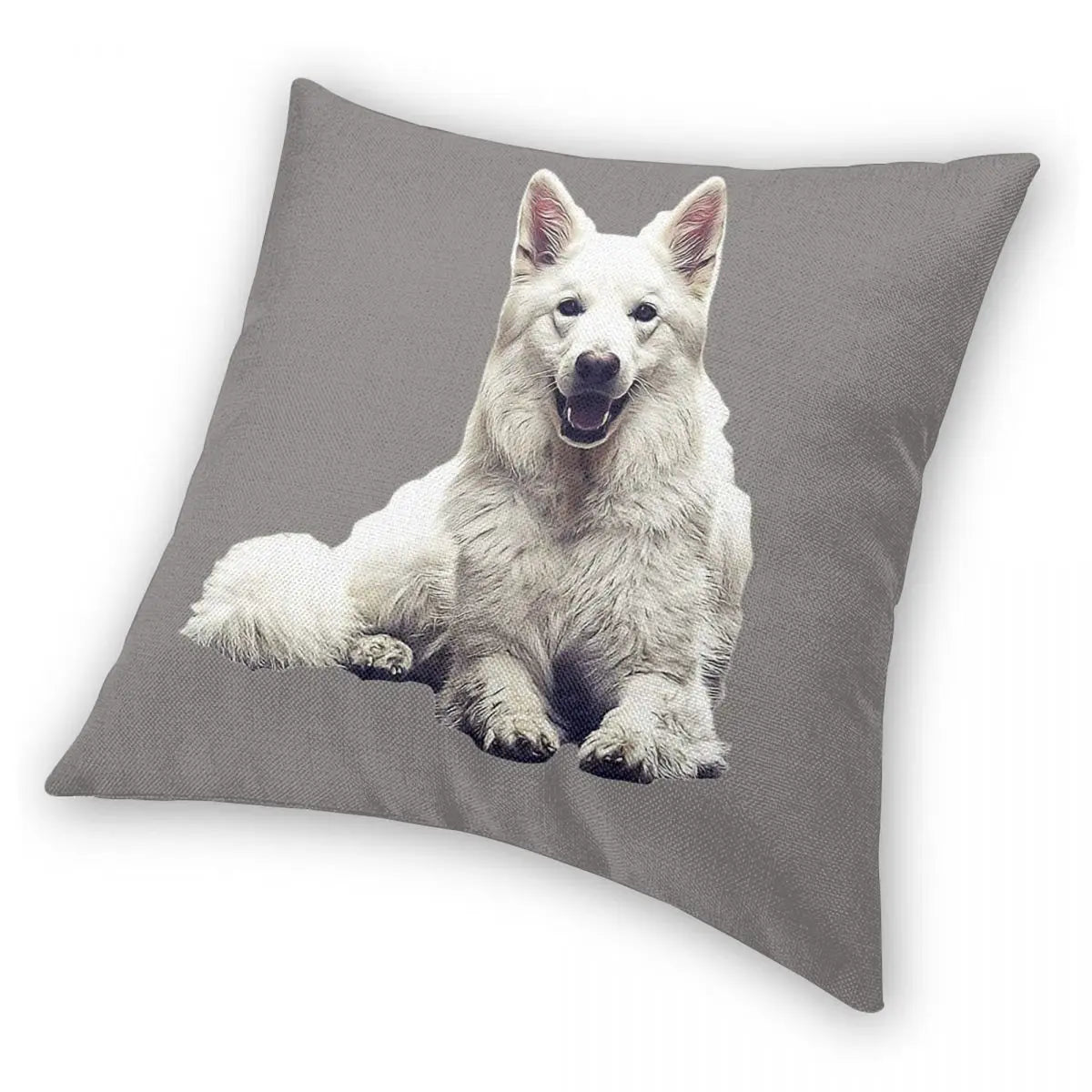 Housse de Coussin Berger Blanc Suisse Décorative Polyester et Lin