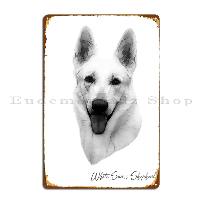 Plaque Métal Vintage Berger Blanc Suisse - Décoration Murale Personnalisée