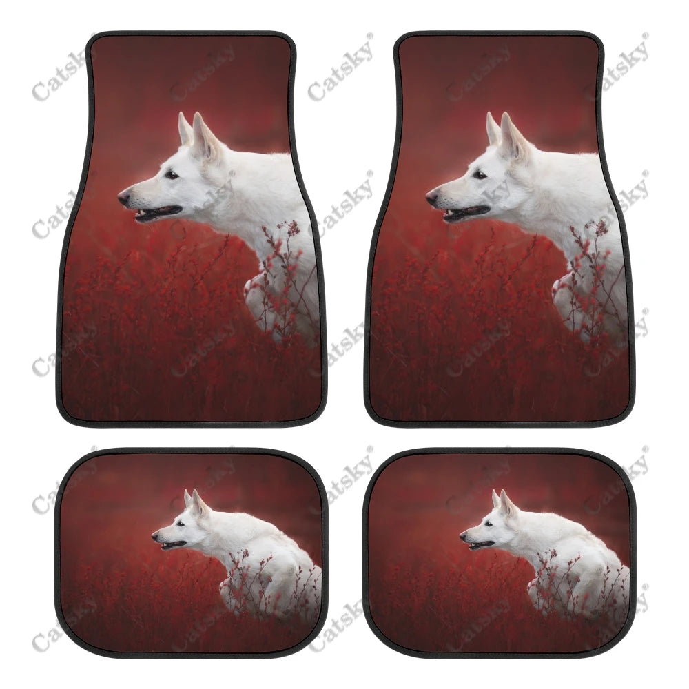 Tapis de Sol Universels pour Voiture Berger Blanc Suisse (4PCS) Tout Temps Étanches