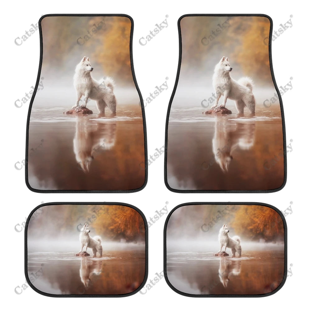 Tapis de Sol Universels pour Voiture Berger Blanc Suisse (4PCS) Tout Temps Étanches