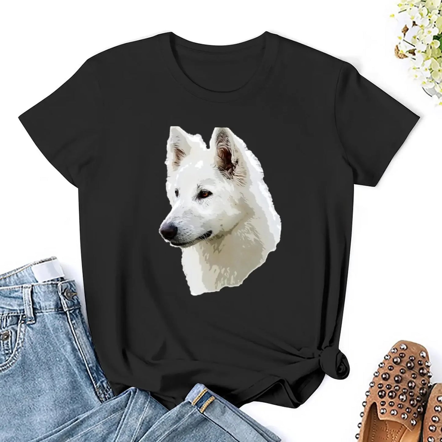 T-shirt Berger Blanc Suisse – Vêtements d'été mignons et esthétiques pour femmes