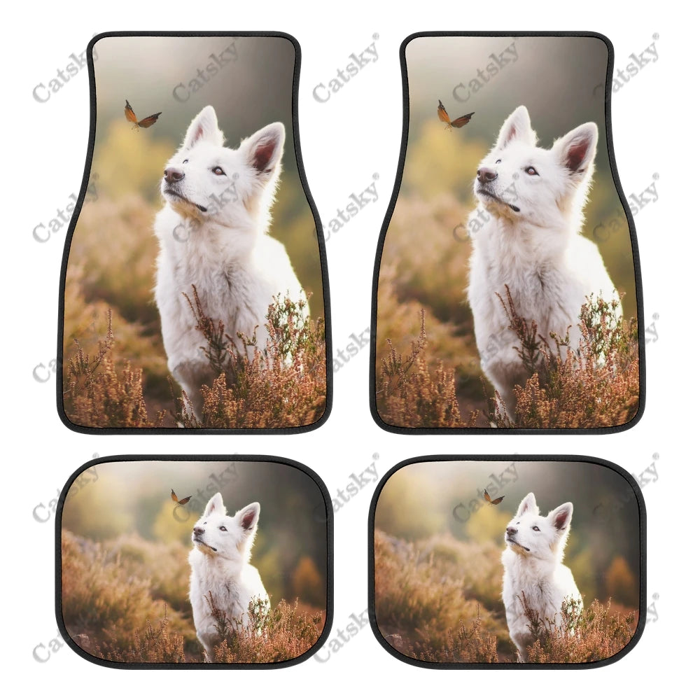 Tapis de Sol Universels pour Voiture Berger Blanc Suisse (4PCS) Tout Temps Étanches