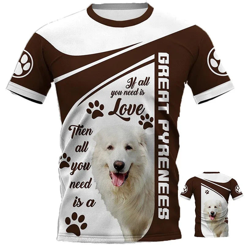 👕 T-shirt Berger Blanc Suisse 3D – Style Harajuku et Confort 🐾