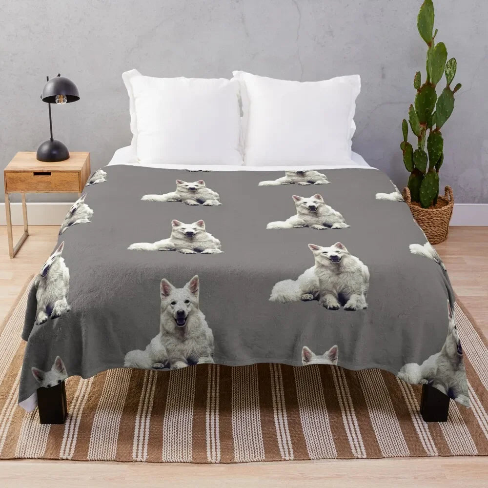 Plaid Douillet Berger Blanc Suisse – Parfait pour votre canapé, lit ou voyages !