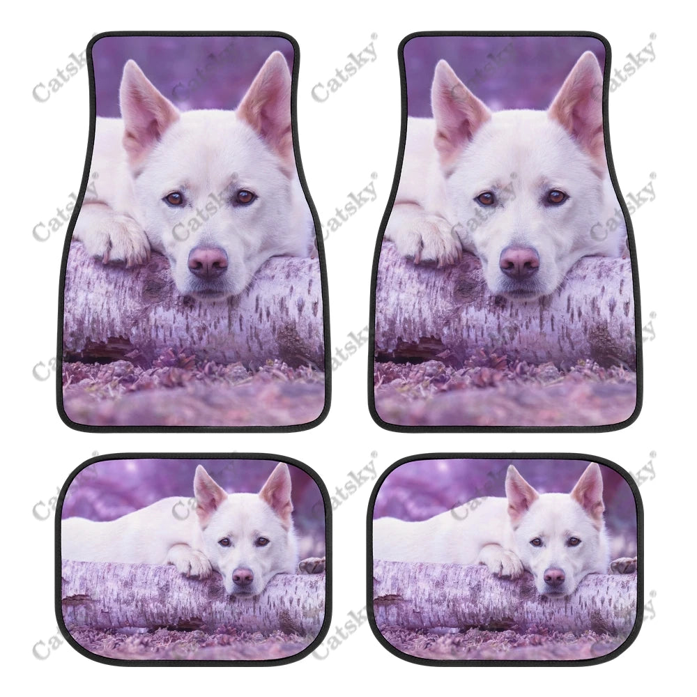 Tapis de Sol Universels pour Voiture Berger Blanc Suisse (4PCS) Tout Temps Étanches