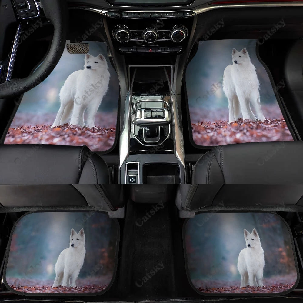 Tapis de Sol Universels pour Voiture Berger Blanc Suisse (4PCS) Tout Temps Étanches