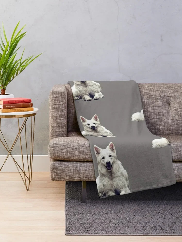 Plaid Douillet Berger Blanc Suisse – Parfait pour votre canapé, lit ou voyages !