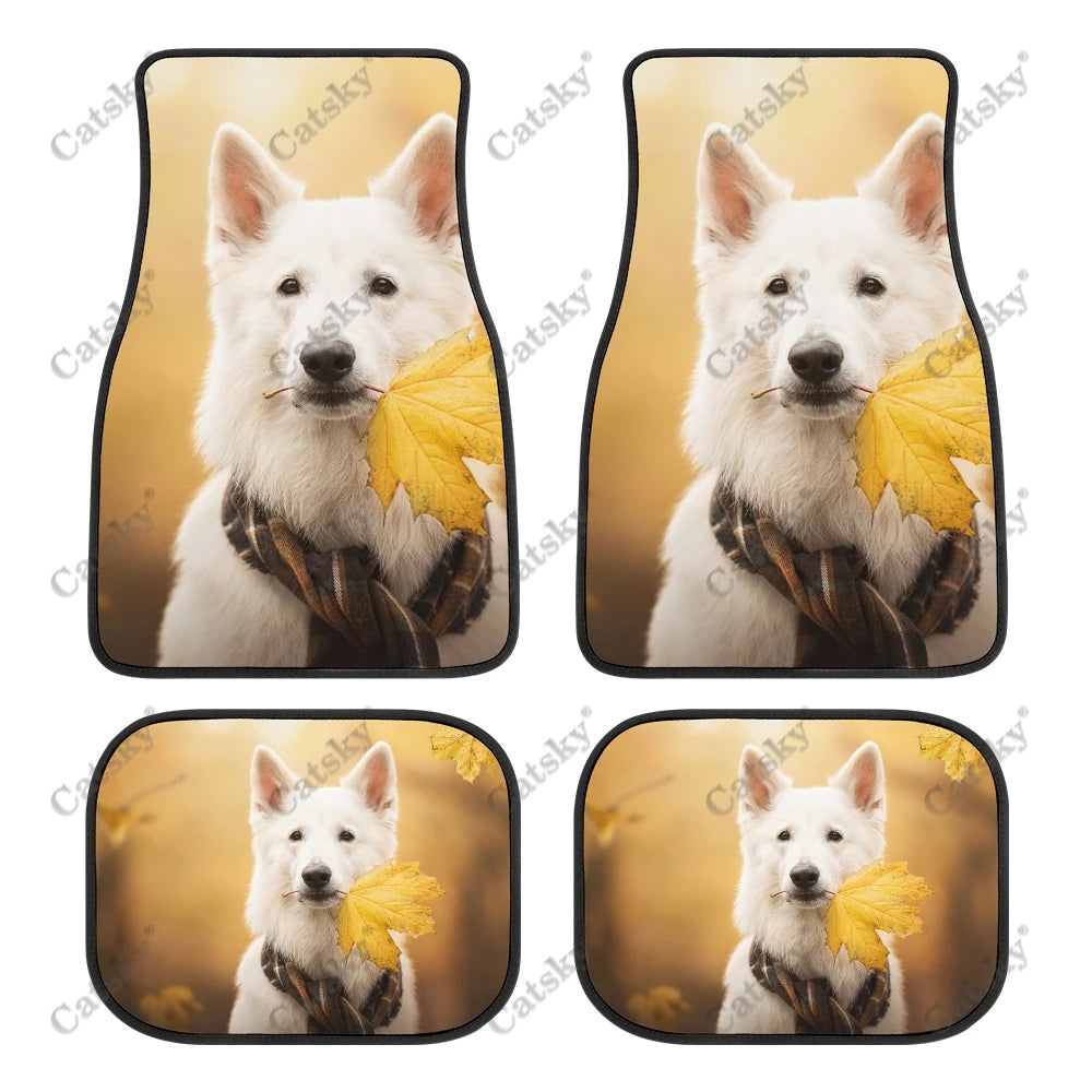 Tapis de Sol Universels pour Voiture Berger Blanc Suisse (4PCS) Tout Temps Étanches