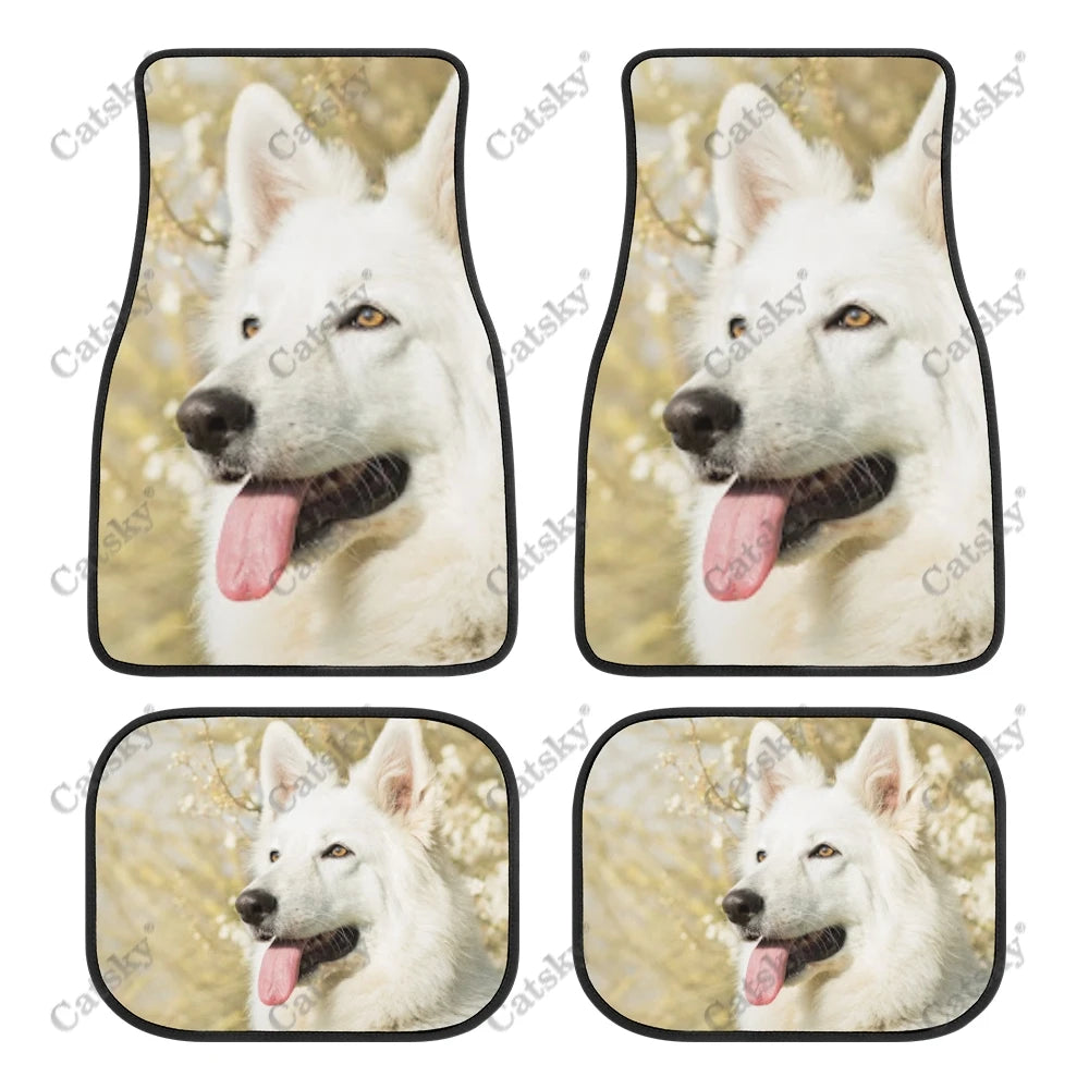 Tapis de Sol Universels pour Voiture Berger Blanc Suisse (4PCS) Tout Temps Étanches