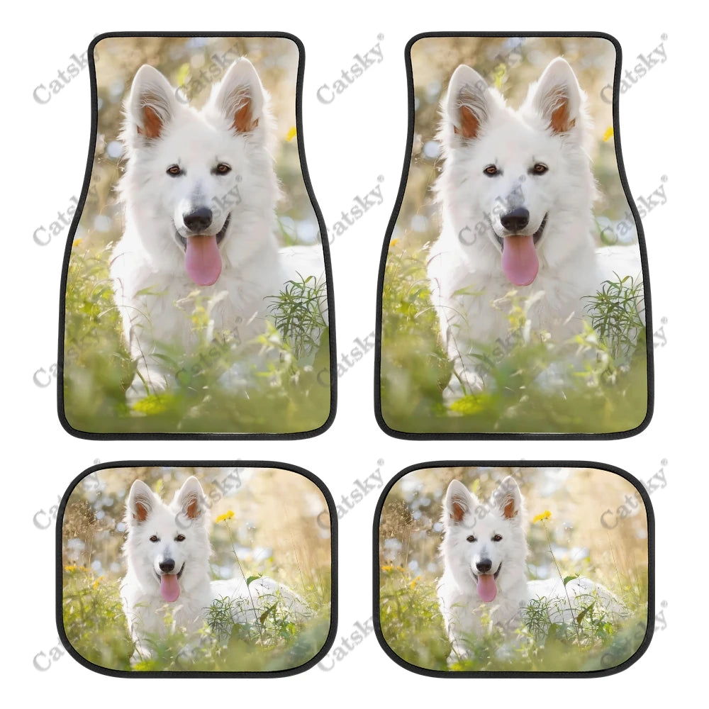 Tapis de Sol Universels pour Voiture Berger Blanc Suisse (4PCS) Tout Temps Étanches