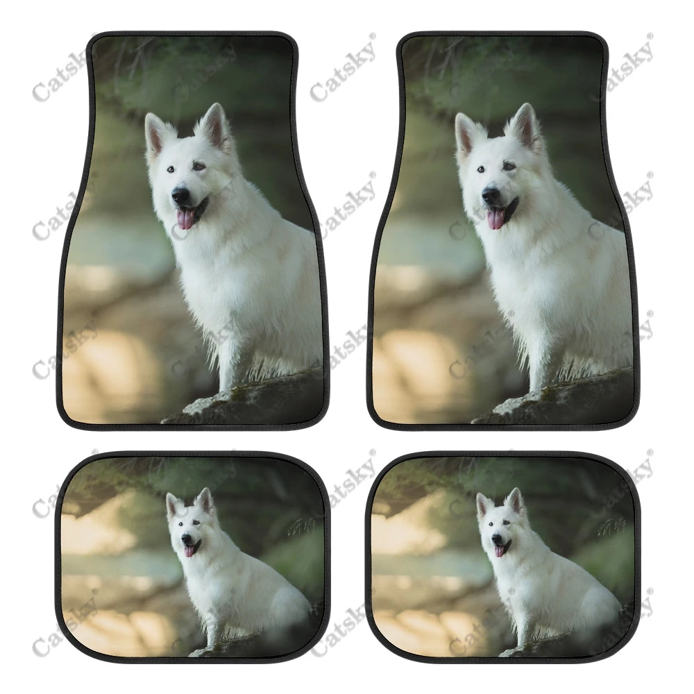 Tapis de Sol Universels pour Voiture Berger Blanc Suisse (4PCS) Tout Temps Étanches