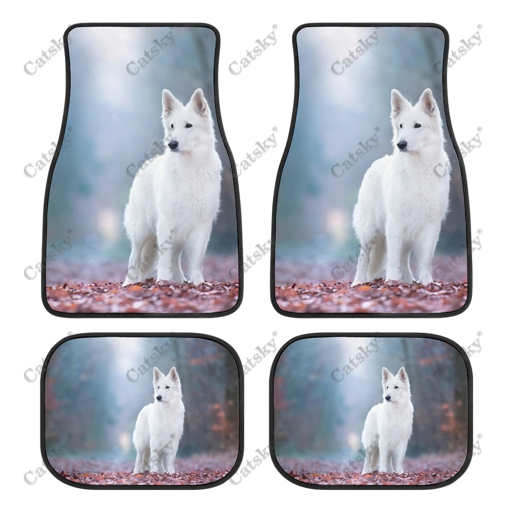 Tapis de Sol Universels pour Voiture Berger Blanc Suisse (4PCS) Tout Temps Étanches