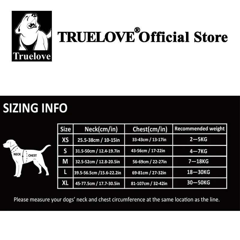 TRUE LOVE Pet Harness TLH5654 - Harnais Réfléchissant Confortable et Ajustable pour Chien