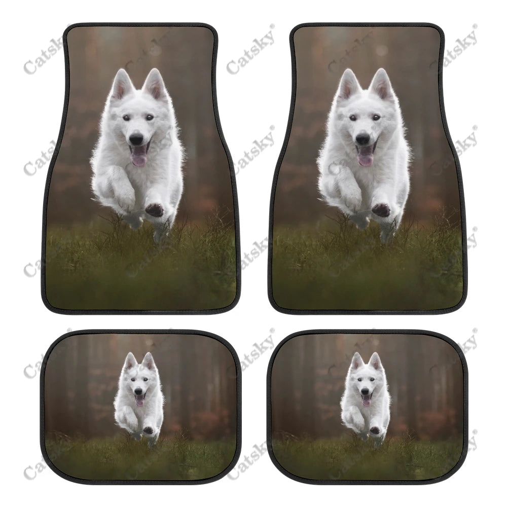 Tapis de Sol Universels pour Voiture Berger Blanc Suisse (4PCS) Tout Temps Étanches