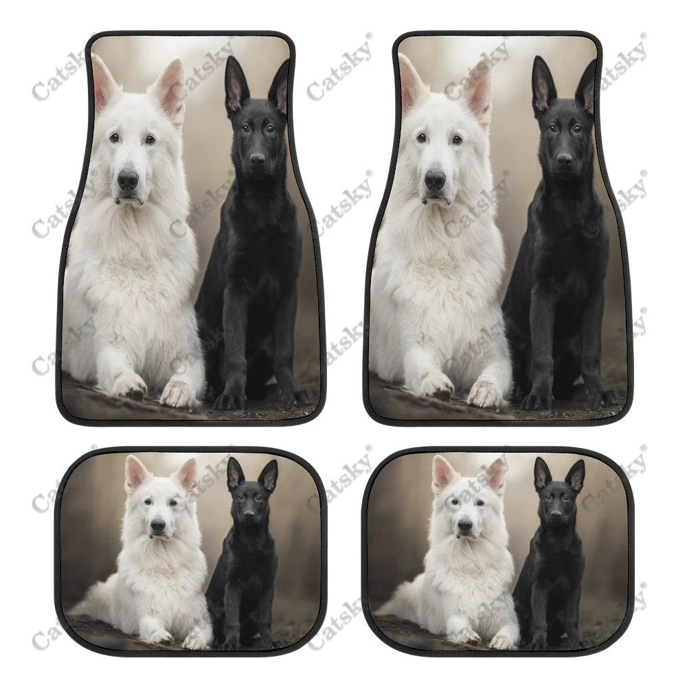 Tapis de Sol Universels pour Voiture Berger Blanc Suisse (4PCS) Tout Temps Étanches