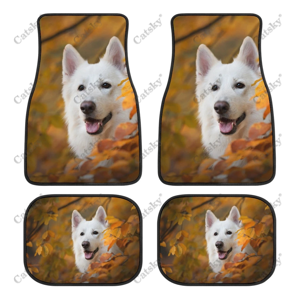 Tapis de Sol Universels pour Voiture Berger Blanc Suisse (4PCS) Tout Temps Étanches