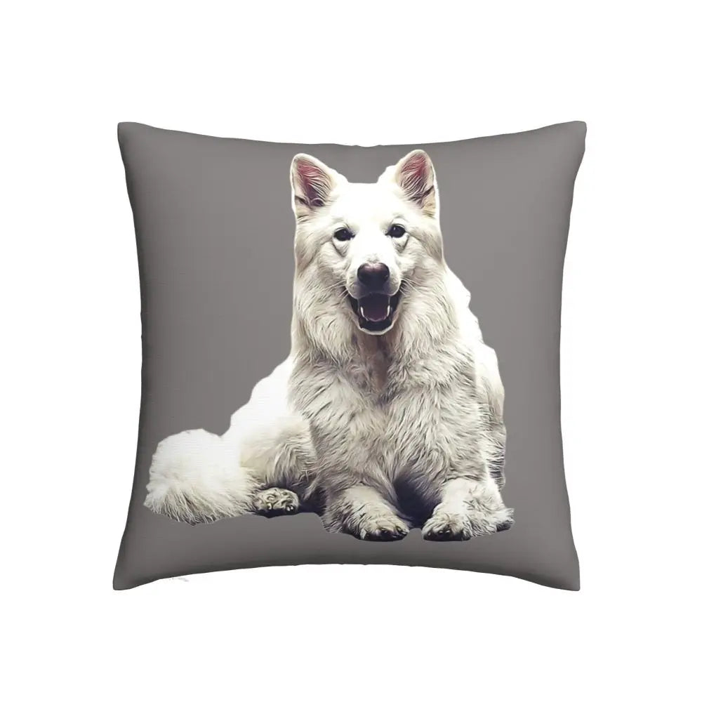 Housse de Coussin Berger Blanc Suisse Décorative Polyester et Lin