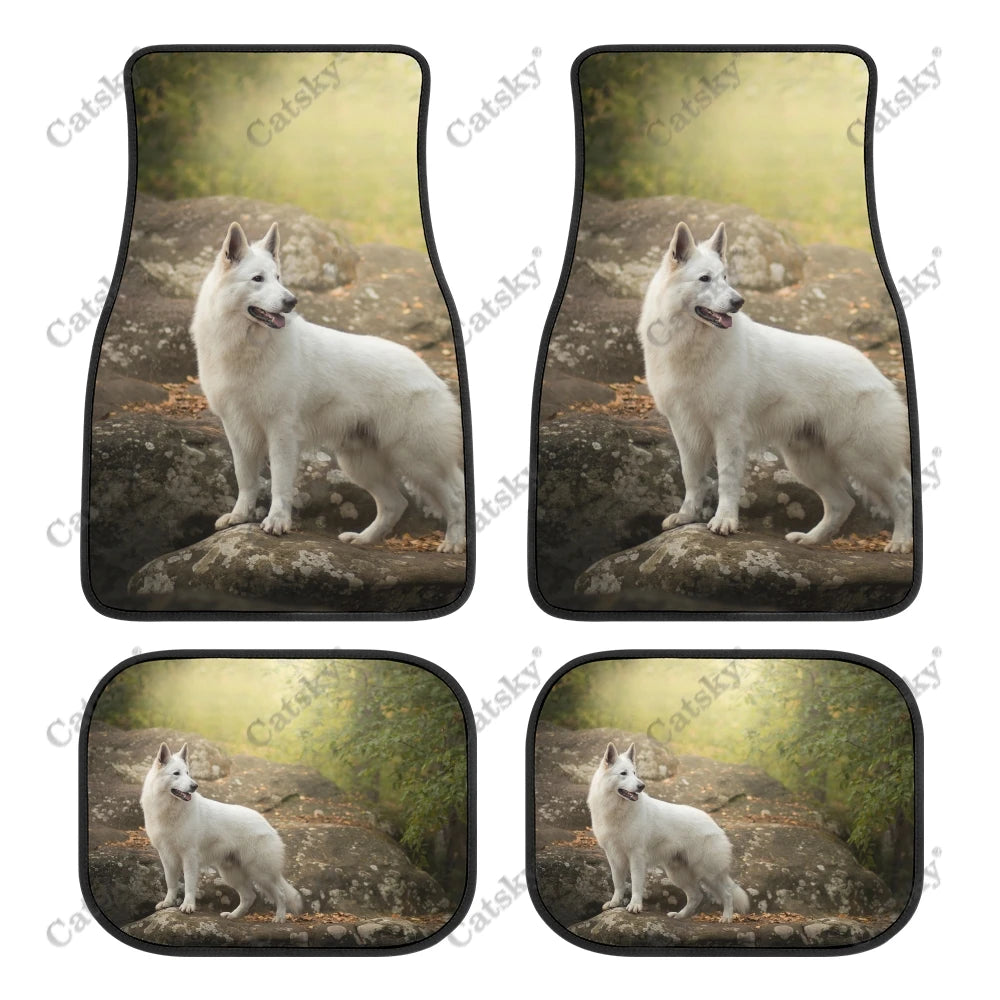 Tapis de Sol Universels pour Voiture Berger Blanc Suisse (4PCS) Tout Temps Étanches