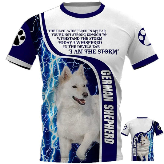 👕 T-shirt Berger Blanc Suisse 3D – Style Harajuku et Confort 🐾