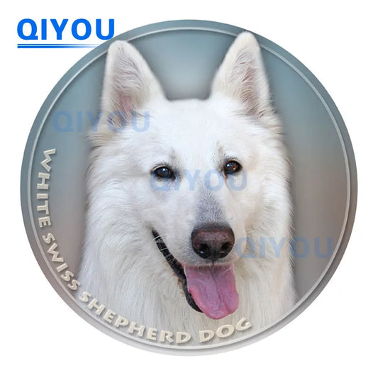 Autocollants personnalisés pour voiture - Chien Berger Blanc Suisse